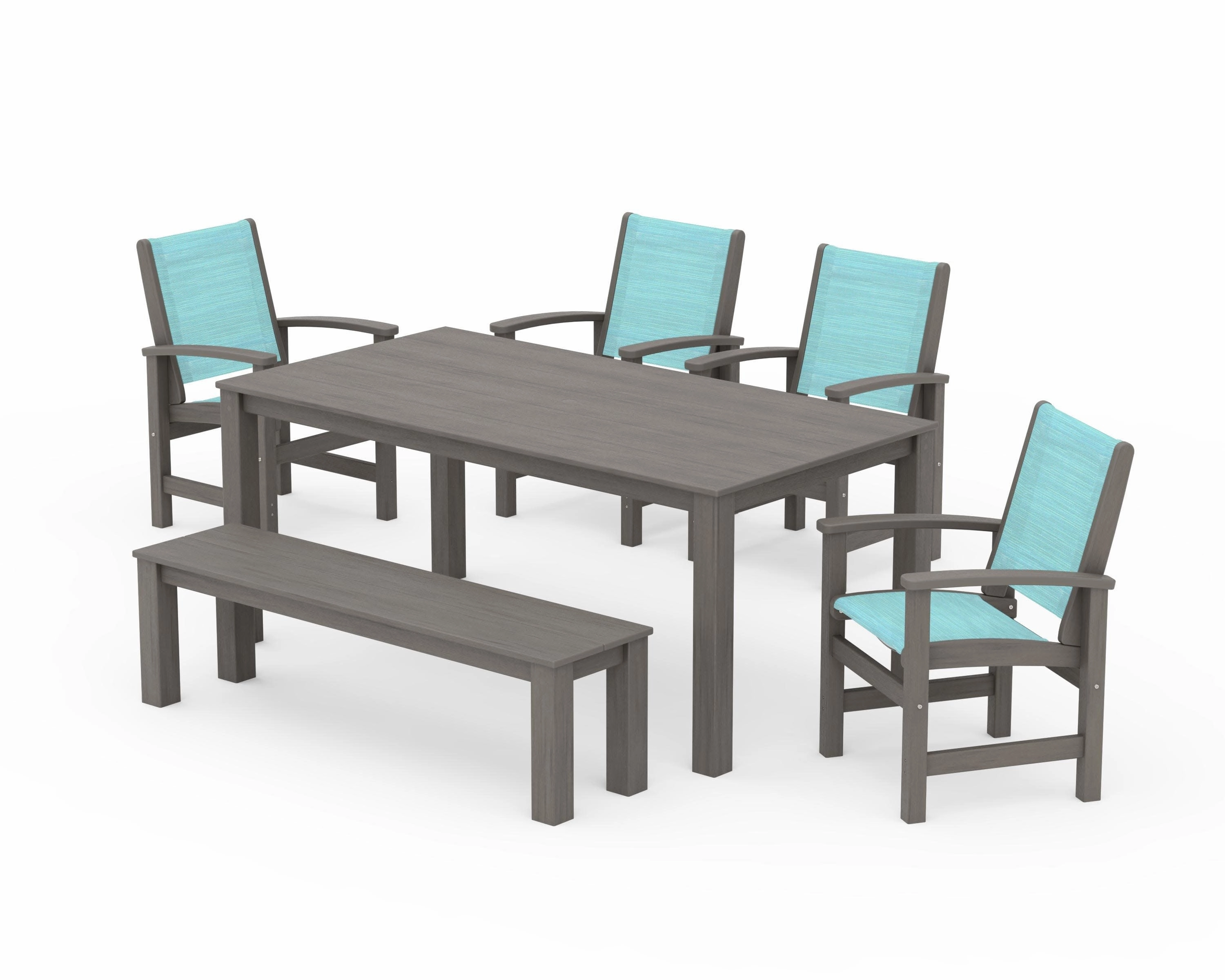 Coastal 6- Piece Parsons Dining Set with Bench