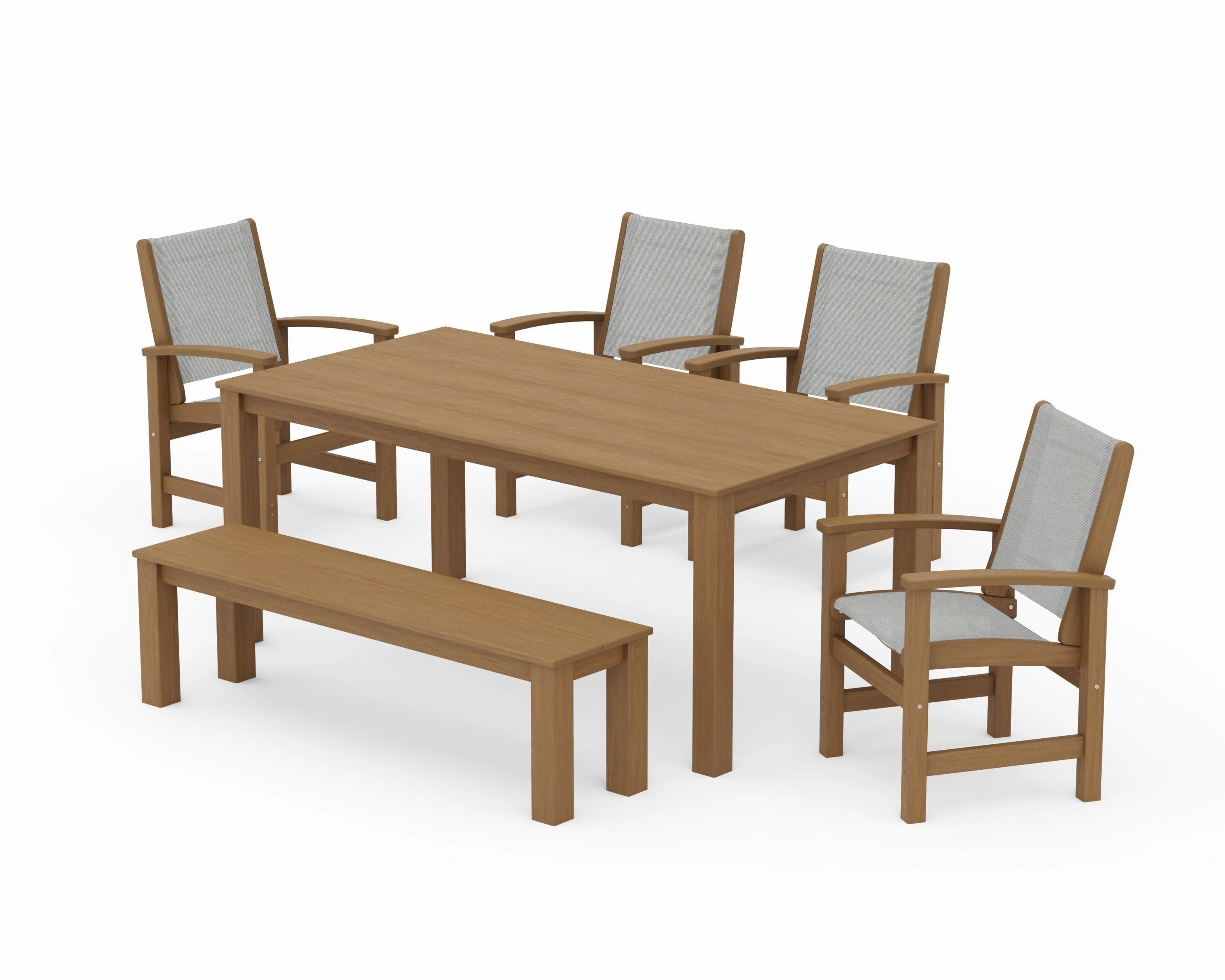 Coastal 6- Piece Parsons Dining Set with Bench