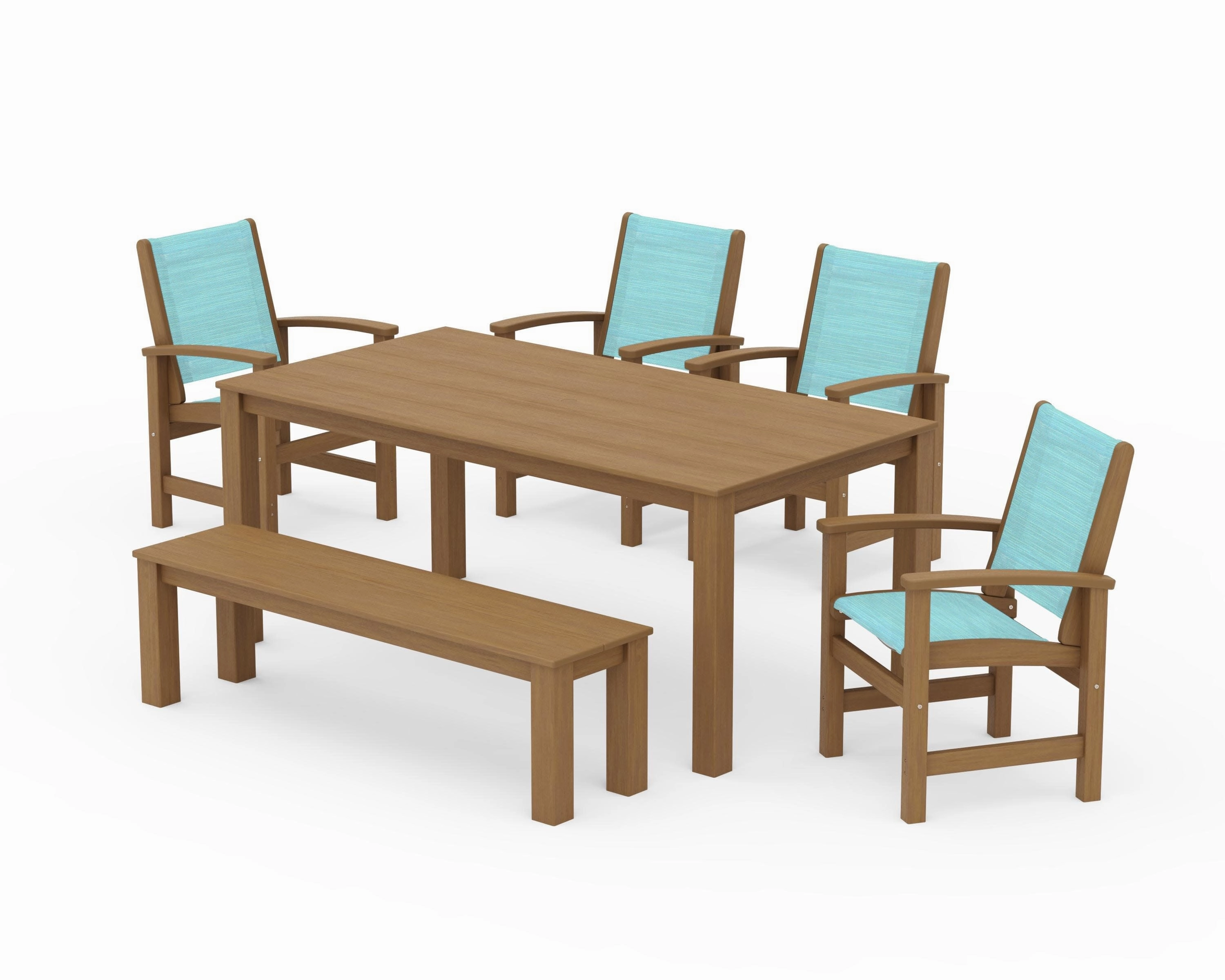 Coastal 6- Piece Parsons Dining Set with Bench
