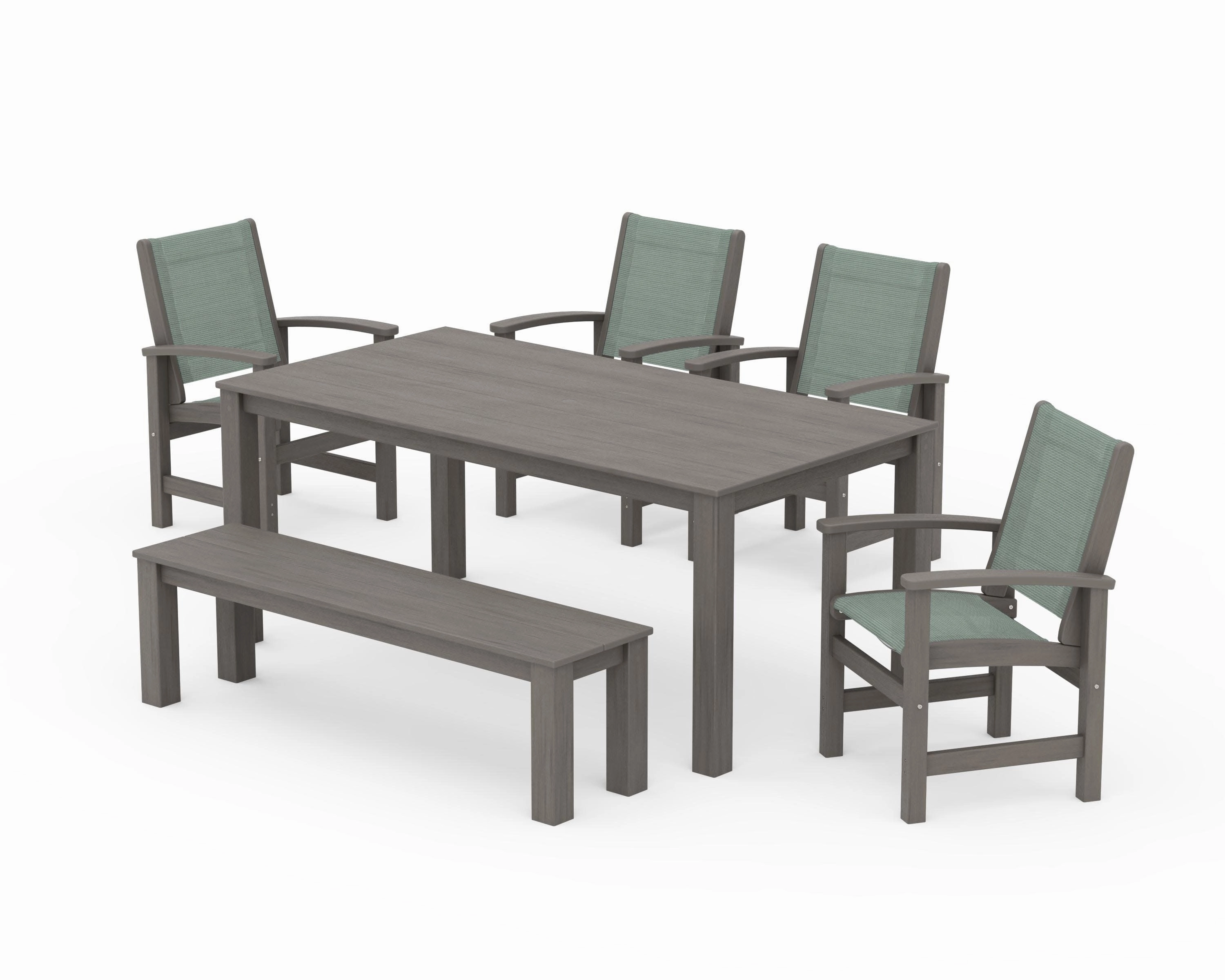 Coastal 6- Piece Parsons Dining Set with Bench