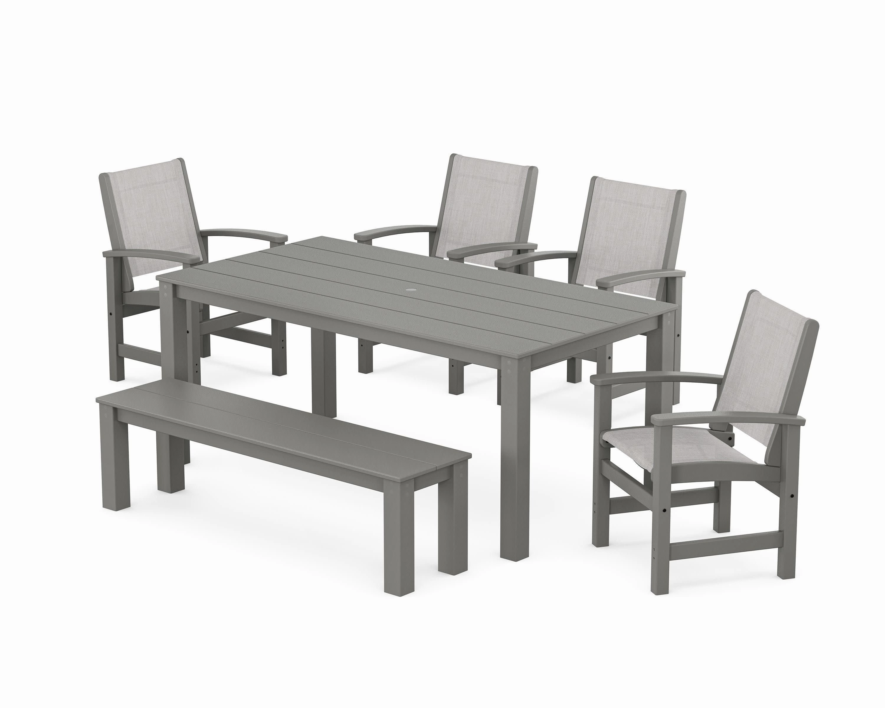 Coastal 6- Piece Parsons Dining Set with Bench