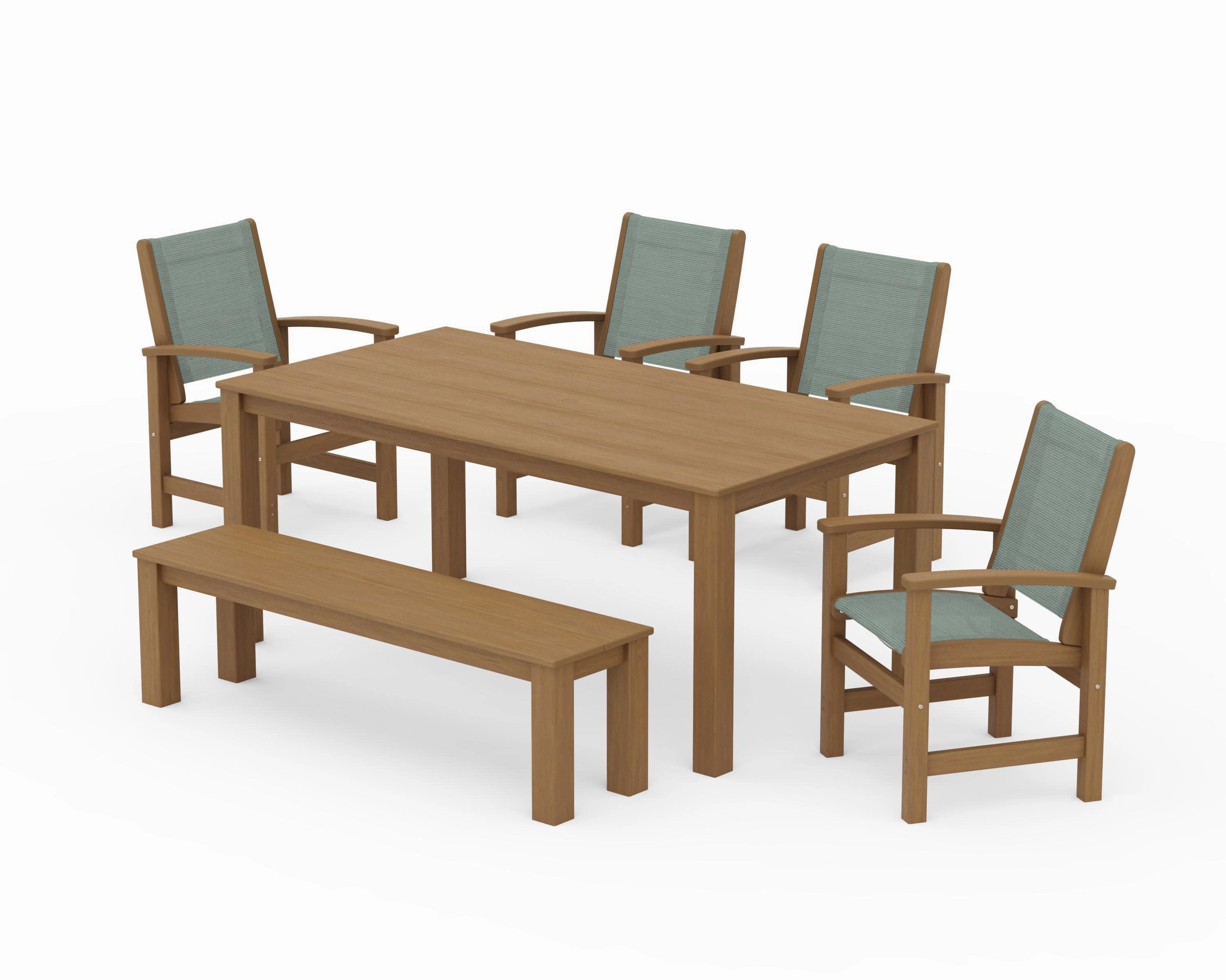 Coastal 6- Piece Parsons Dining Set with Bench