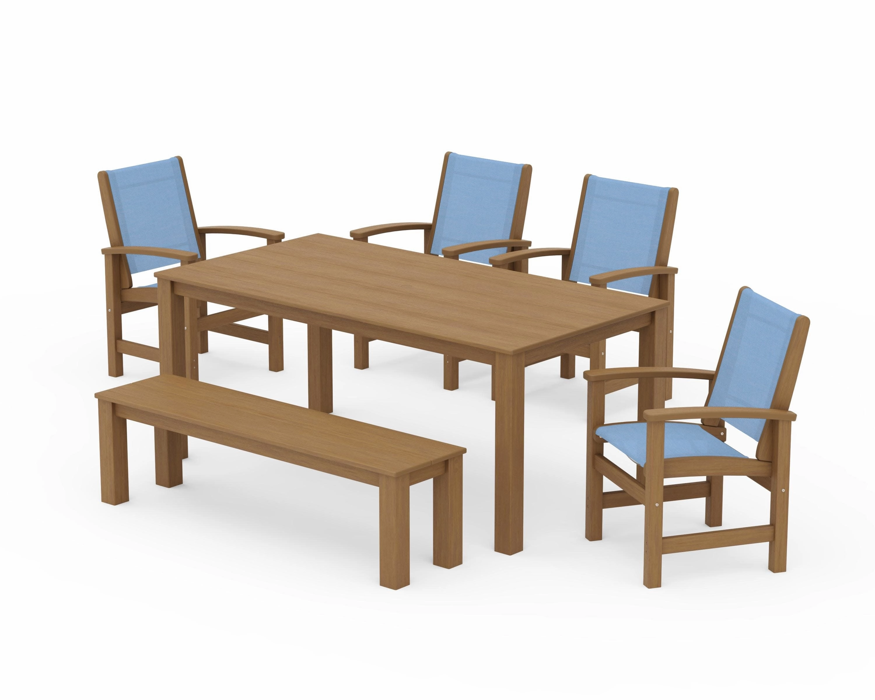 Coastal 6- Piece Parsons Dining Set with Bench