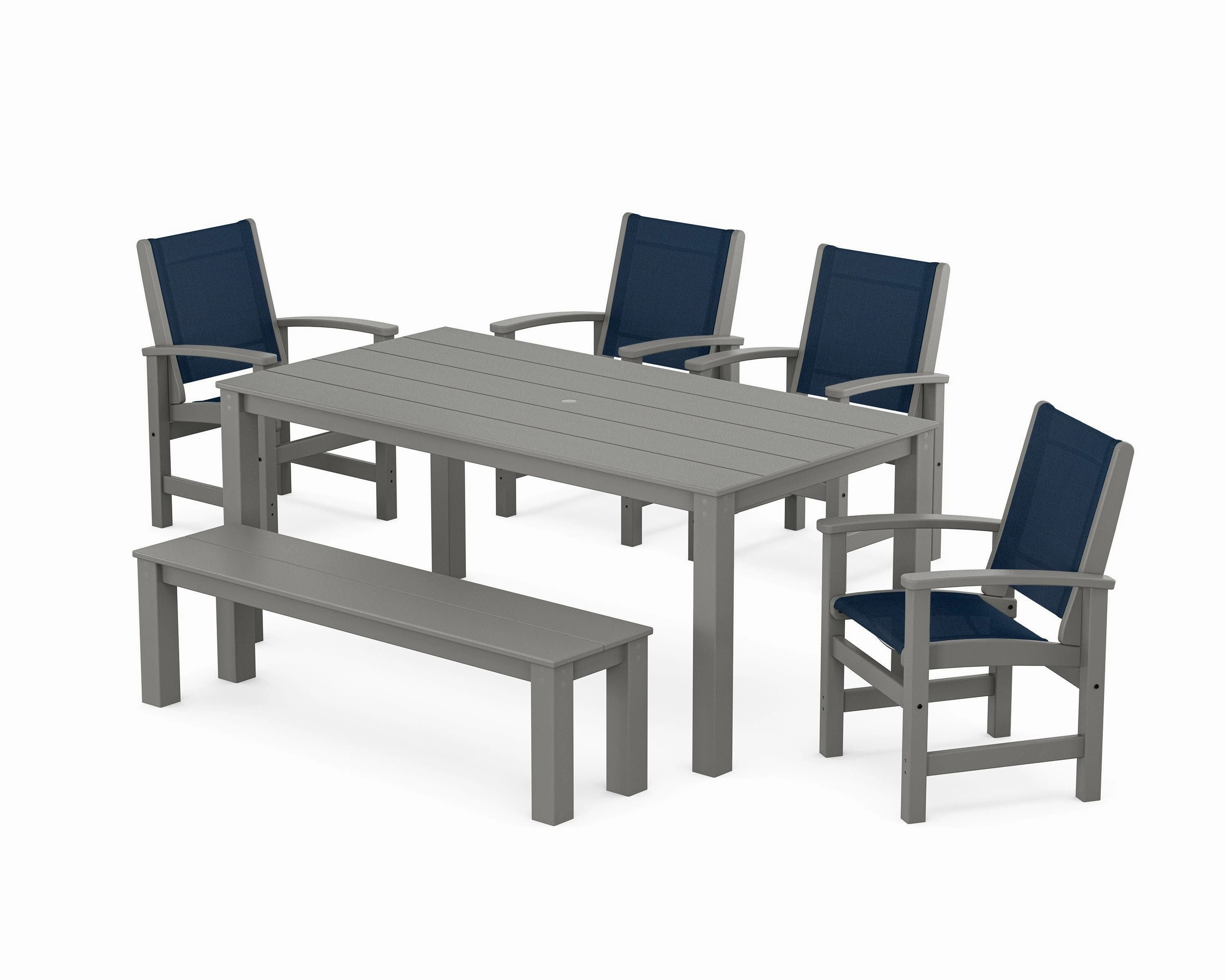 Coastal 6- Piece Parsons Dining Set with Bench