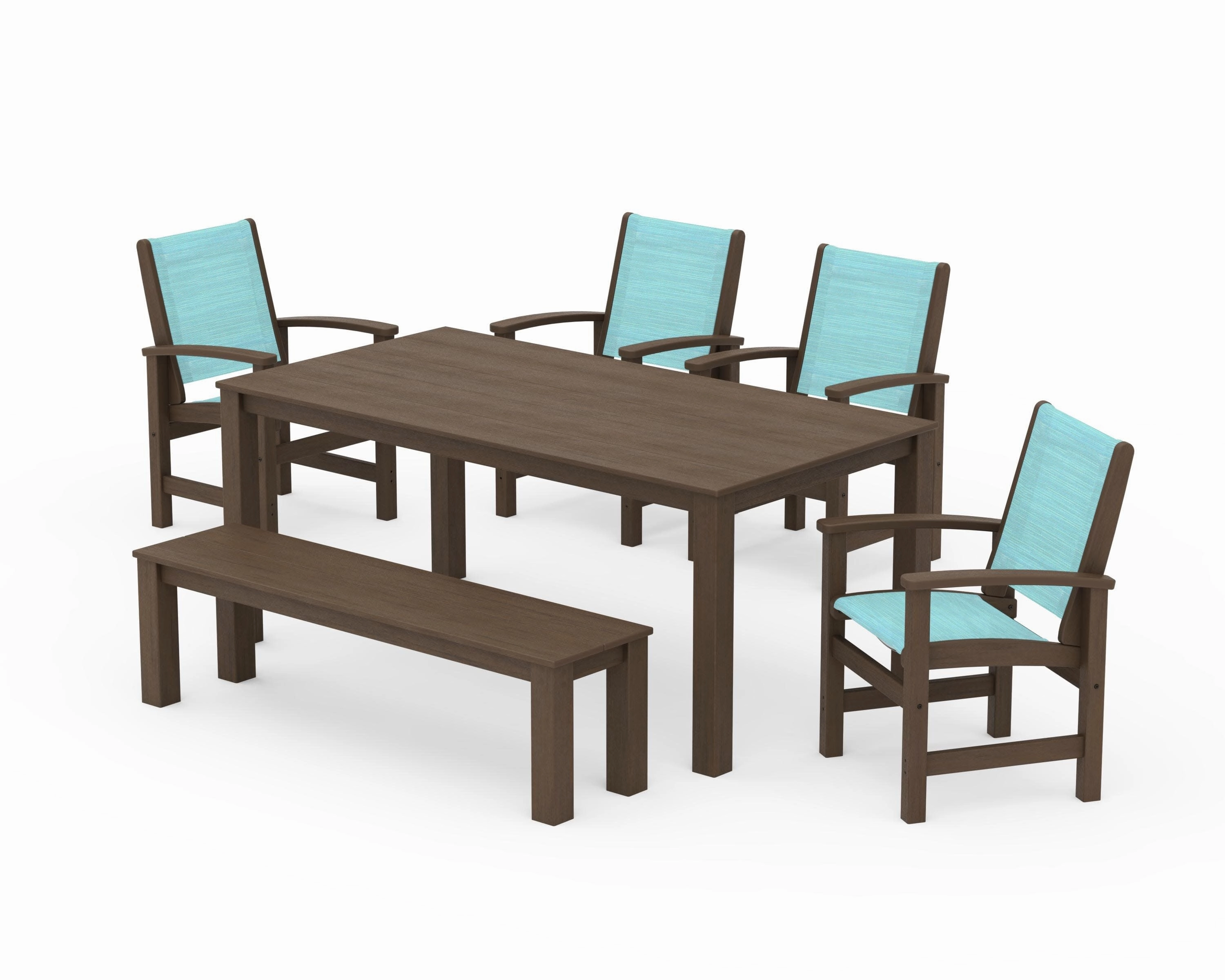 Coastal 6- Piece Parsons Dining Set with Bench