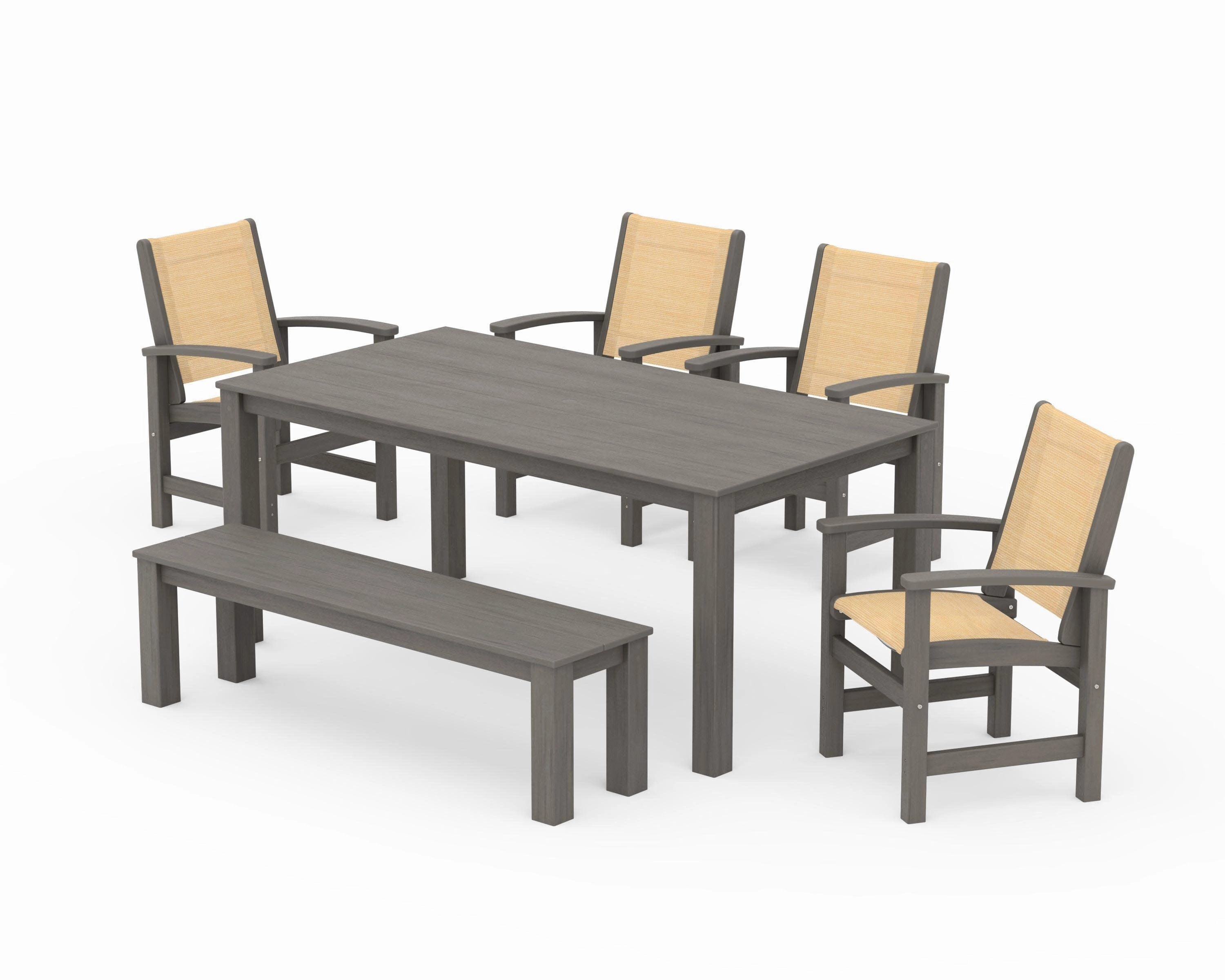 Coastal 6- Piece Parsons Dining Set with Bench