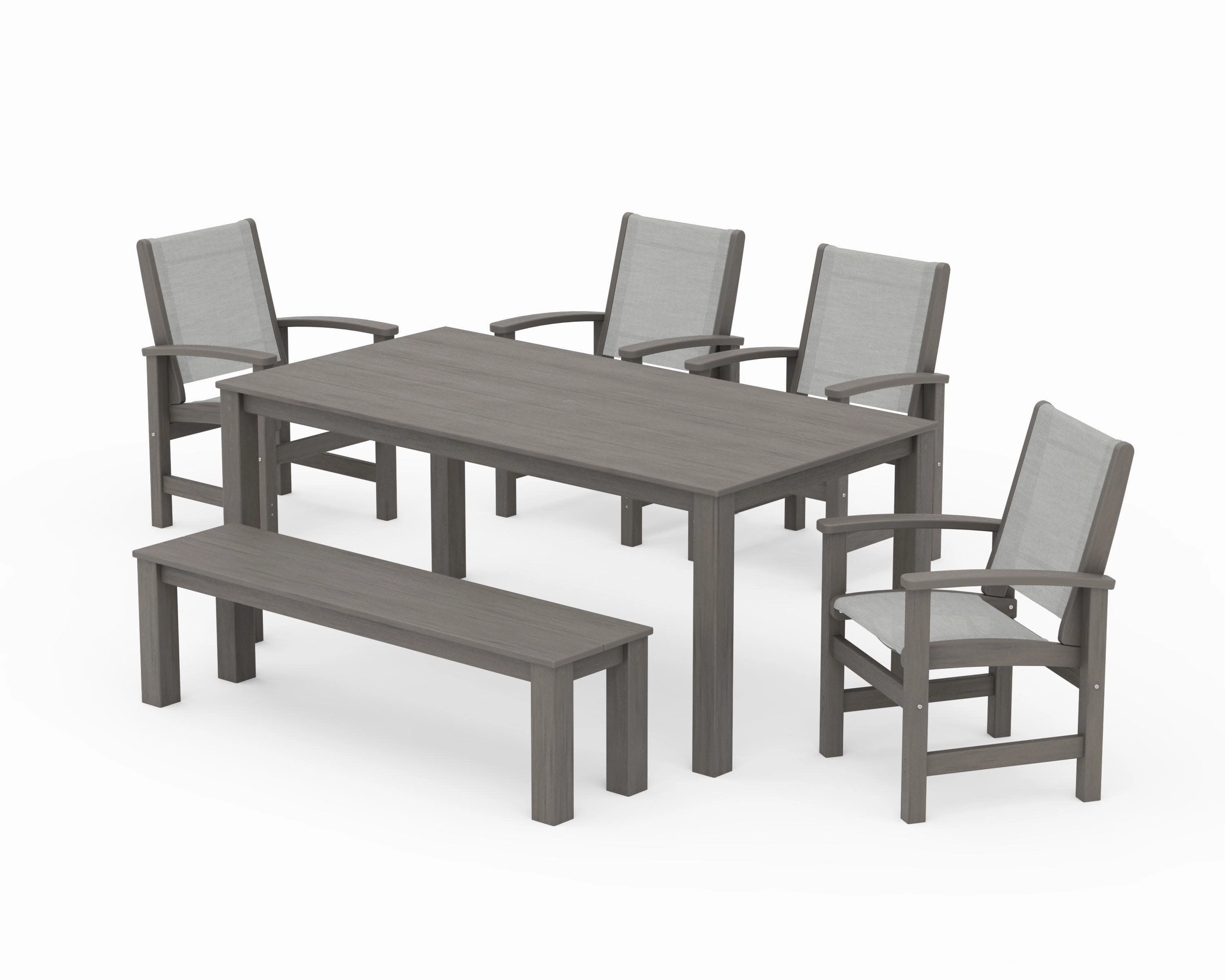 Coastal 6- Piece Parsons Dining Set with Bench