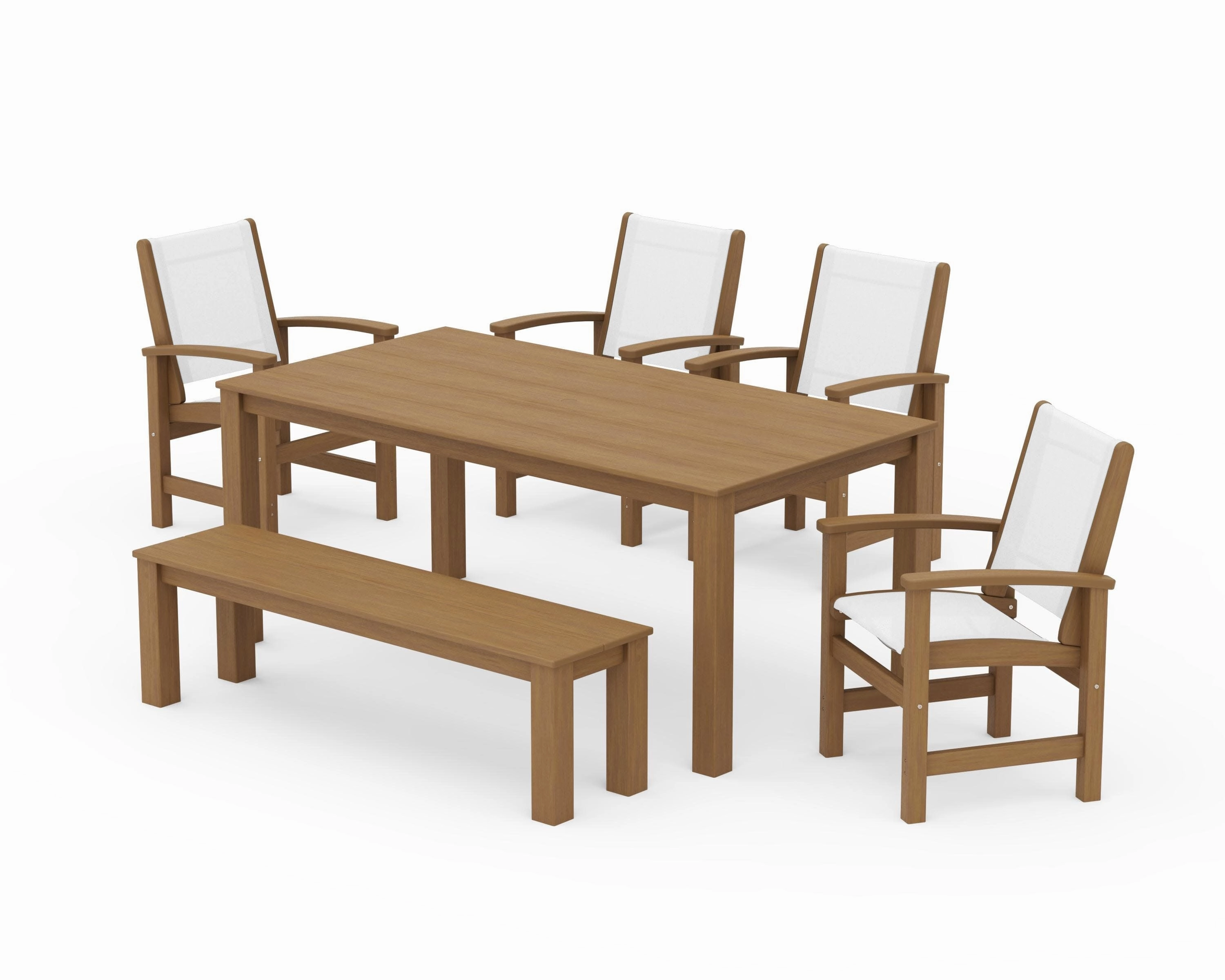 Coastal 6- Piece Parsons Dining Set with Bench
