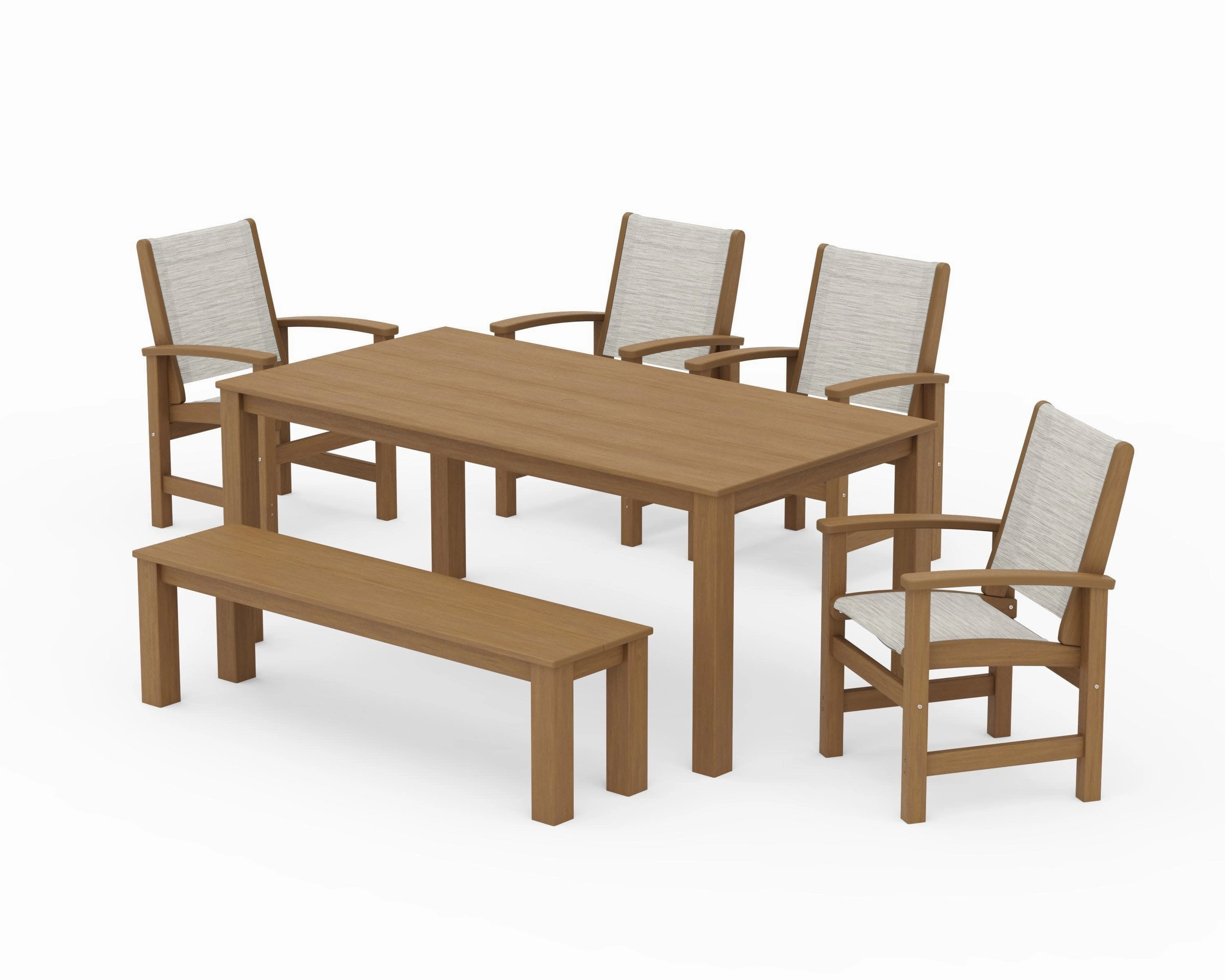 Coastal 6- Piece Parsons Dining Set with Bench