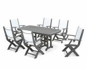 Coastal Folding Arm Chair 7-Piece Dining Setoutdoor patio furniture set