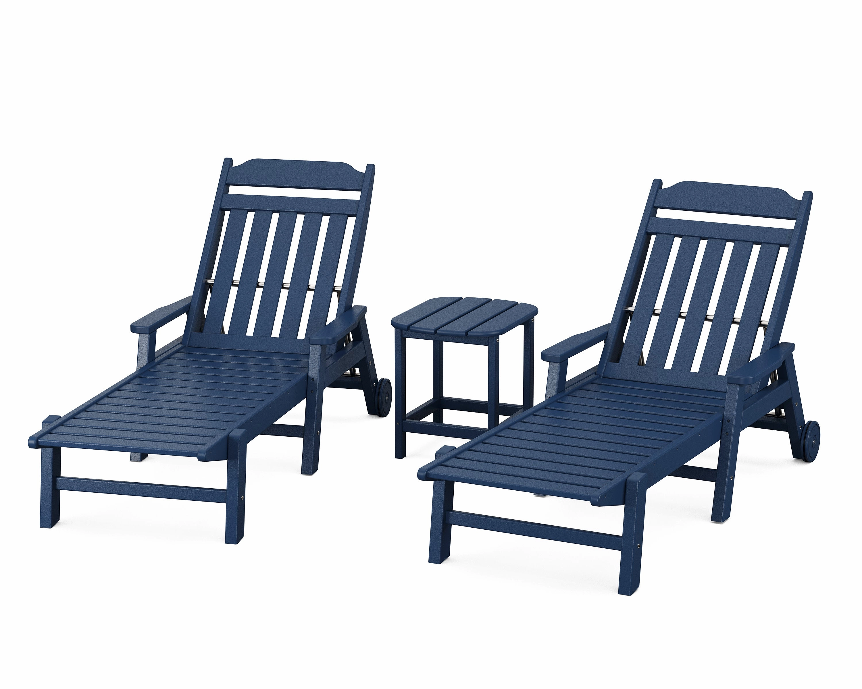 Cottage 3-Piece Chaise Set with Arms and Wheels