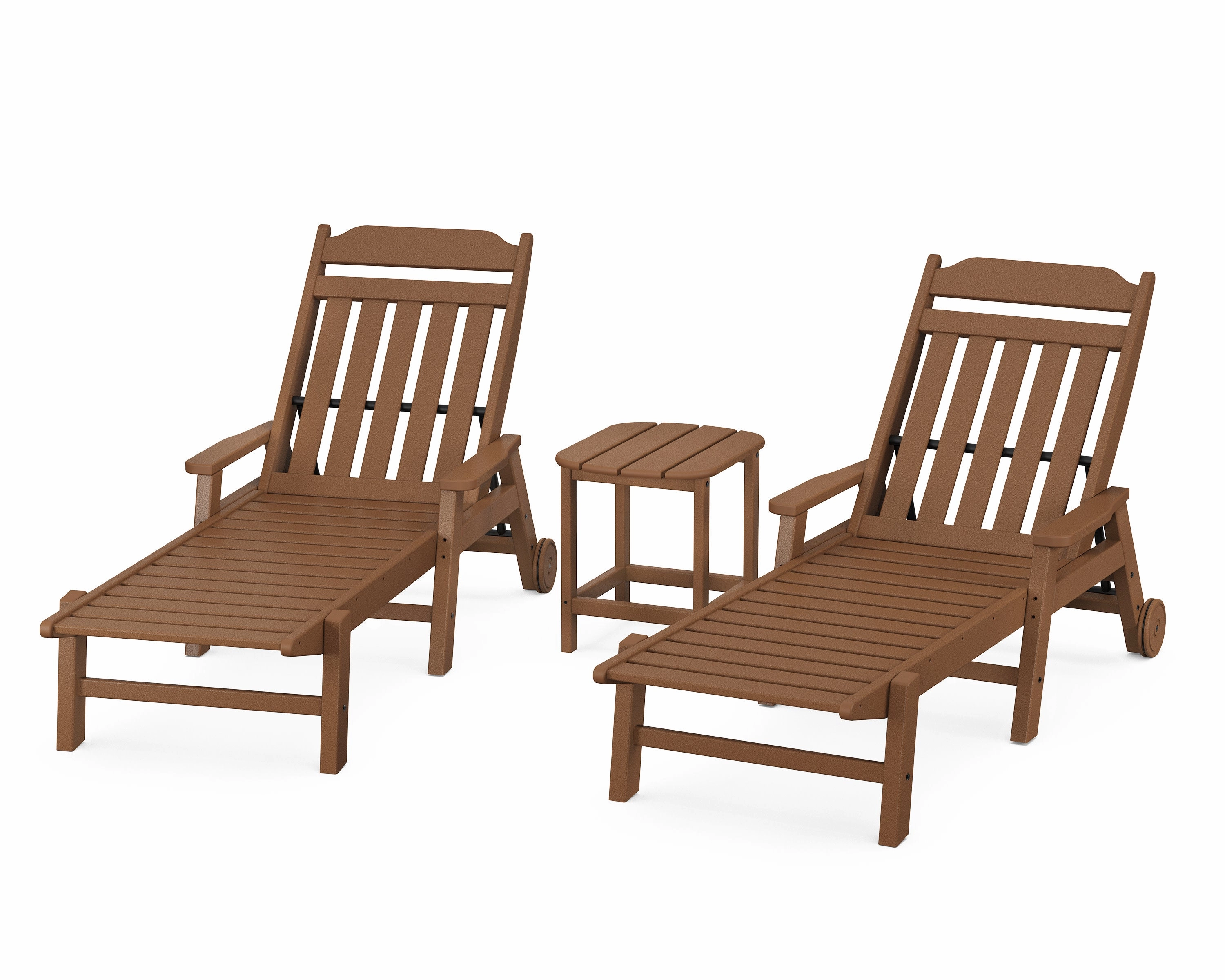 Cottage 3-Piece Chaise Set with Arms and Wheels