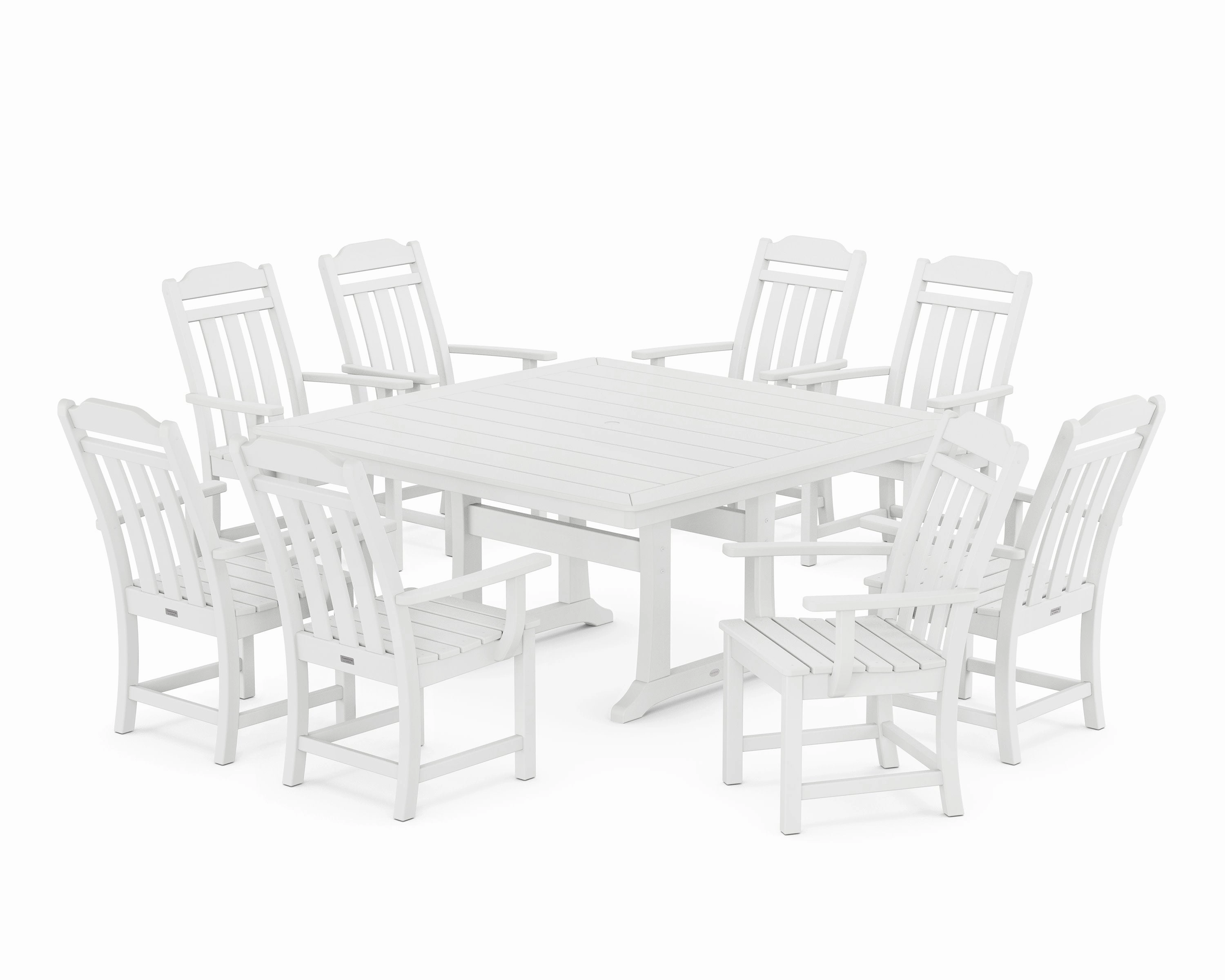 Cottage 9-Piece Square Dining Set with Trestle Legs