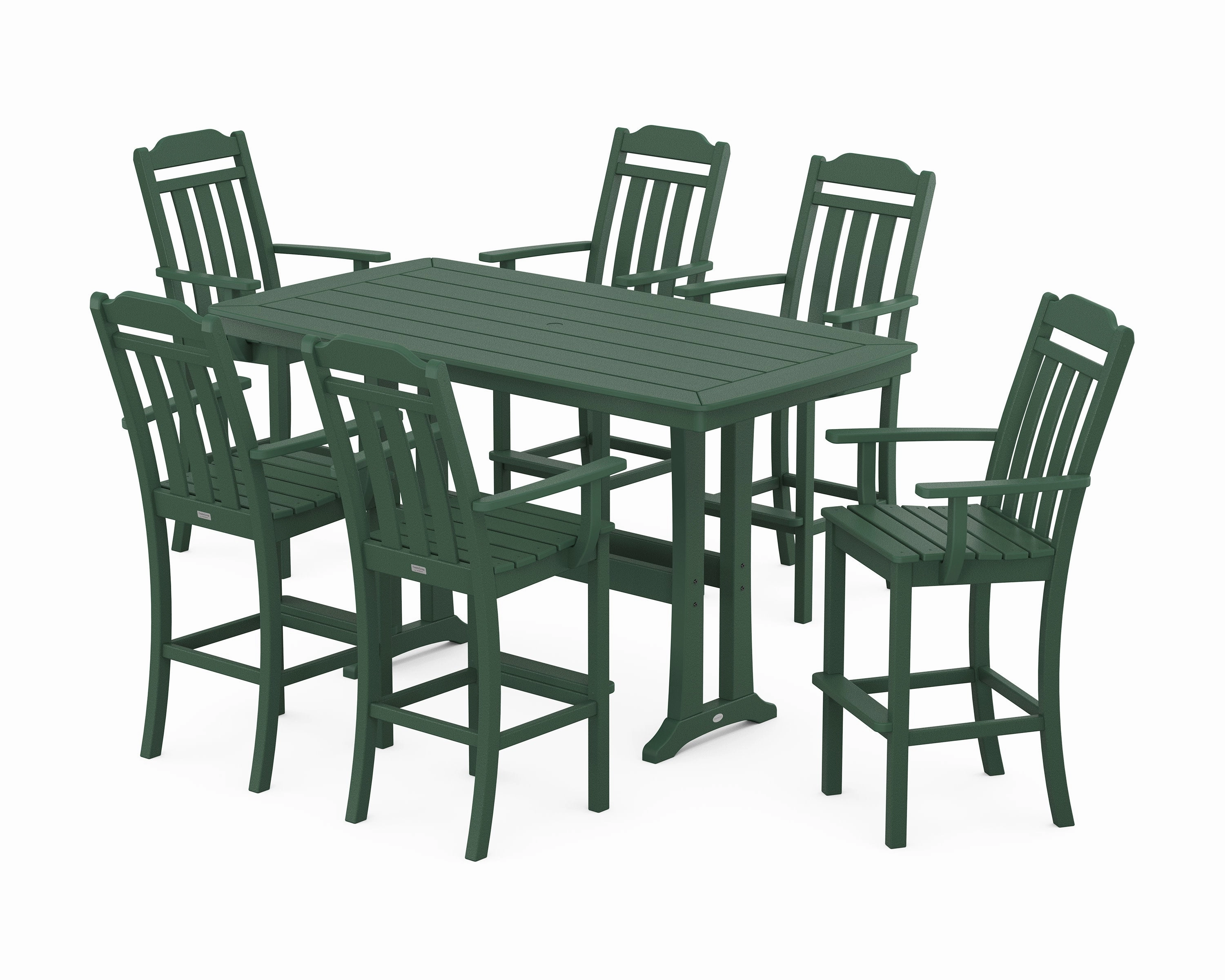 Cottage Arm Chair 7-Piece Bar Set with Trestle Legs