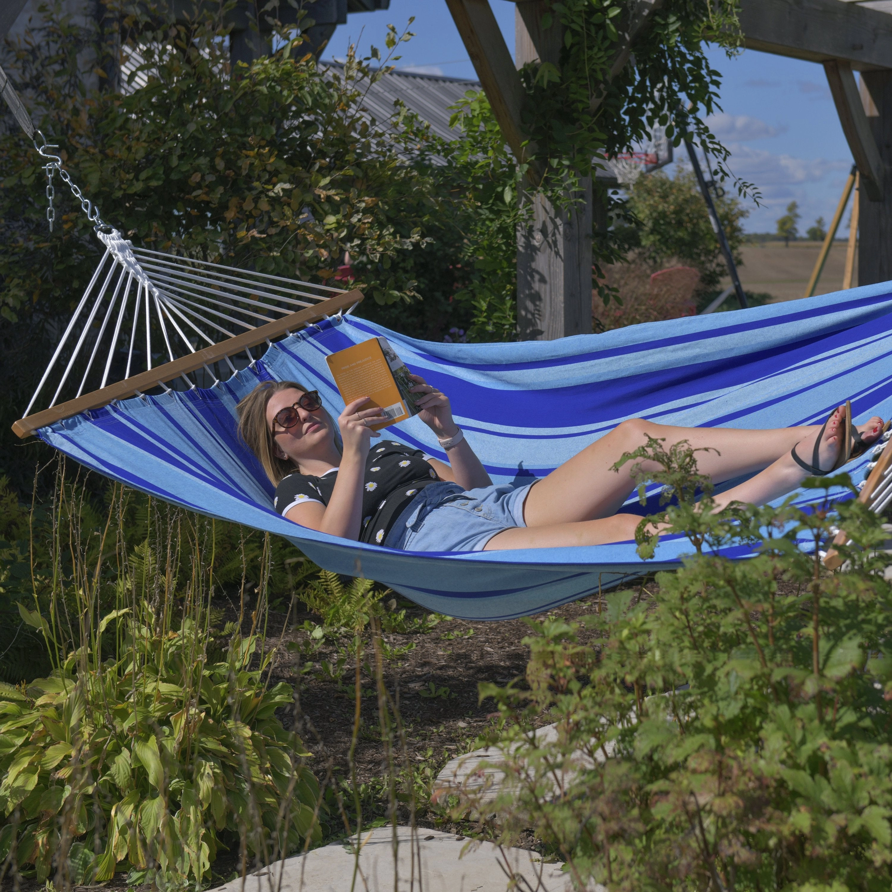 Cotton Spreader Bar Hammock - Island Breeze