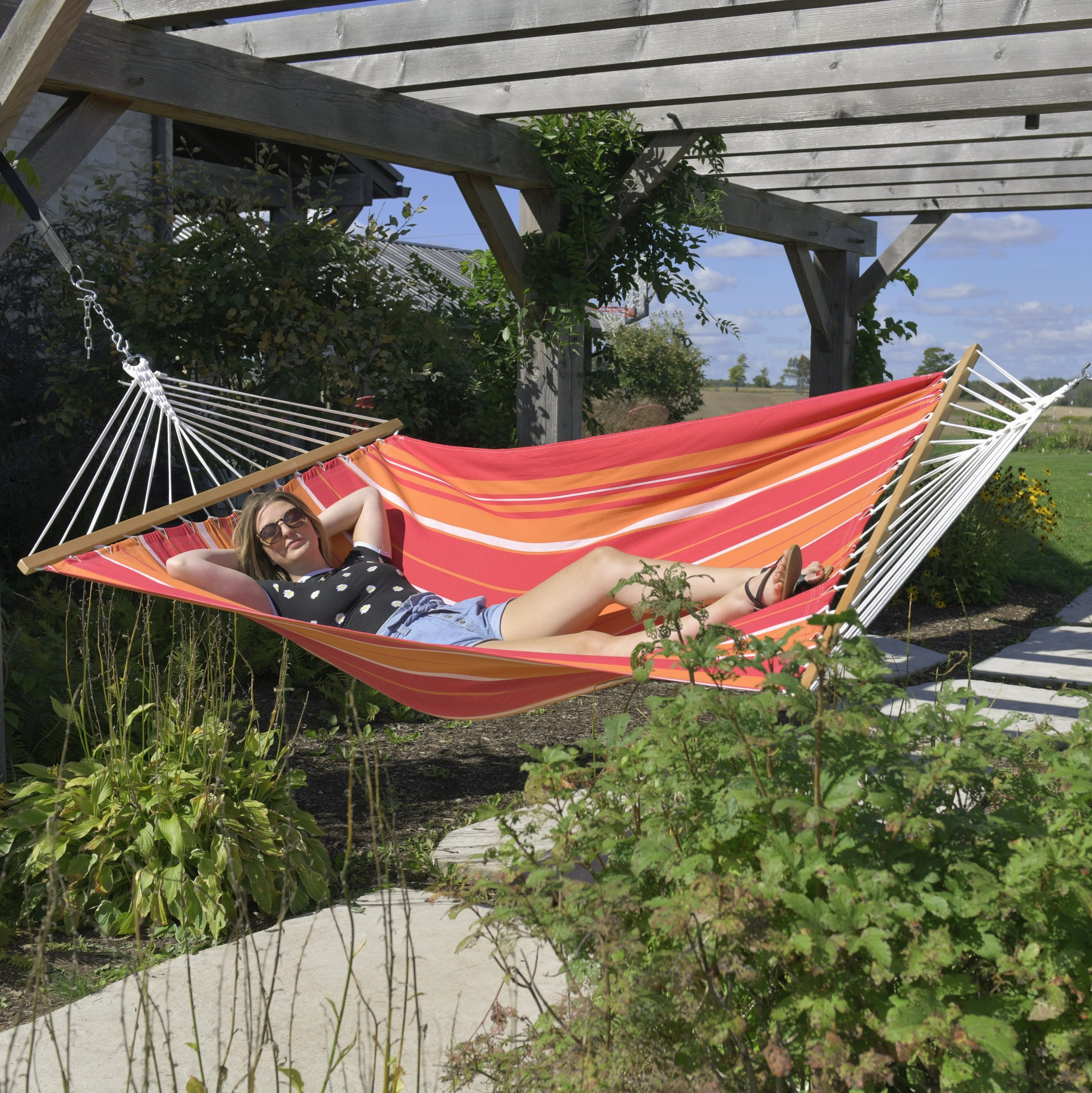 Cotton Spreader Bar Hammock - Mimosa