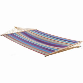 Cotton Spreader Bar Hammock - Tropical outdoor hammock with stand and canopy