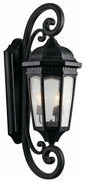 Courtyard Three Light Outdoor Wall Mount Textured BlackOutdoor wall sconces with motion sensor
