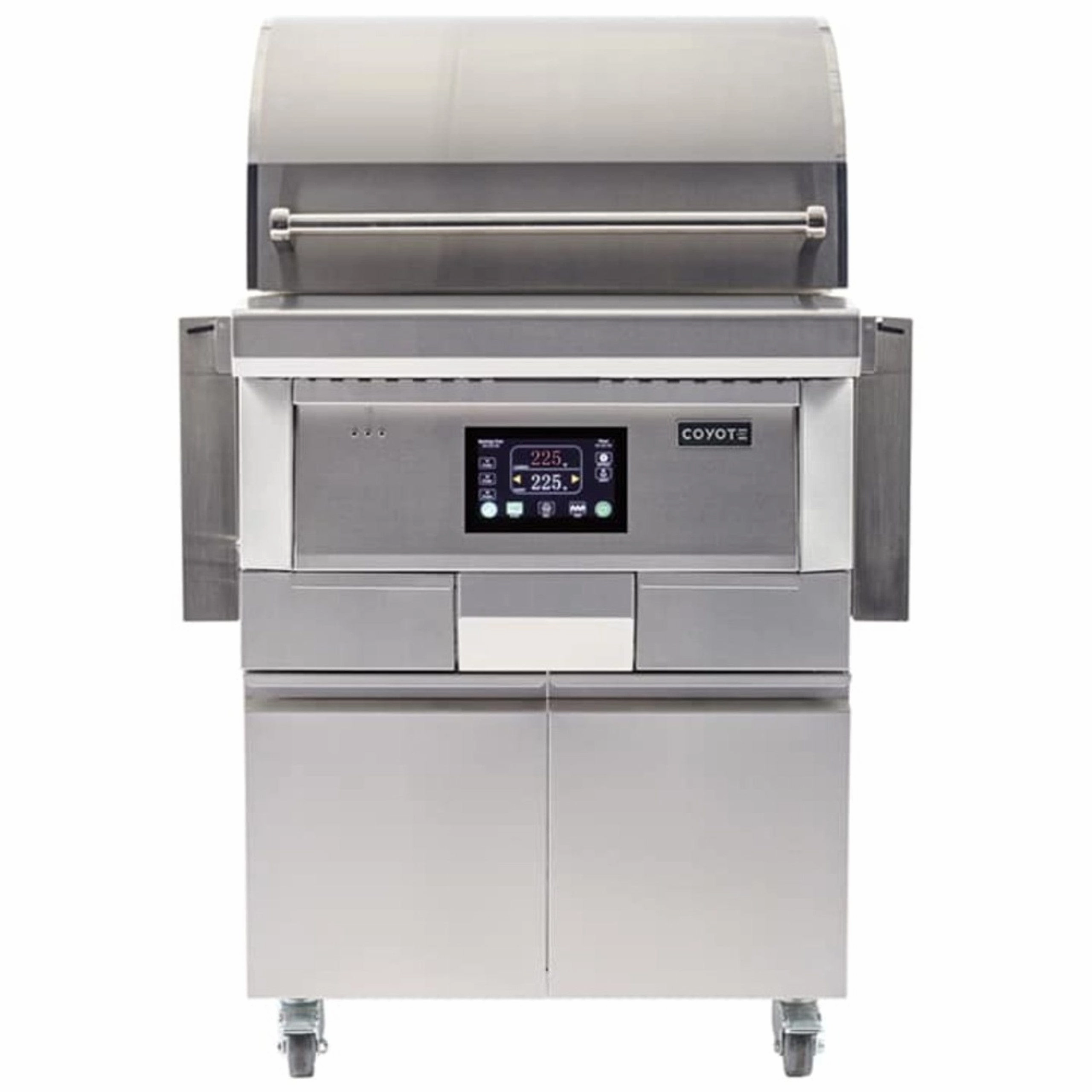 Coyote 28-inch Freestanding Stainless Steel Pellet Grill C1P28-FS stainless steel BBQ grill with side table