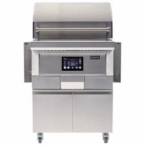 Coyote 28-inch Freestanding Stainless Steel Pellet Grill C1P28-FS stainless steel BBQ grill with side table
