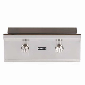 Coyote 30-inch Built-in Flat Top LP Gas Grill C1FTG30LP stainless steel BBQ grill with side table