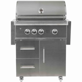 Coyote S-Series 30-inch Rapid Sear LP Gas Grill C2SL30LP-FS stainless steel BBQ grill with side table