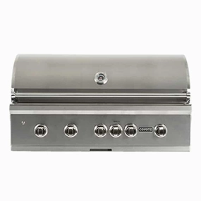 Coyote S-Series 42-inch Rapid Sear Built-In Natural Gas Grill C2SL42NG stainless steel BBQ grill with side table