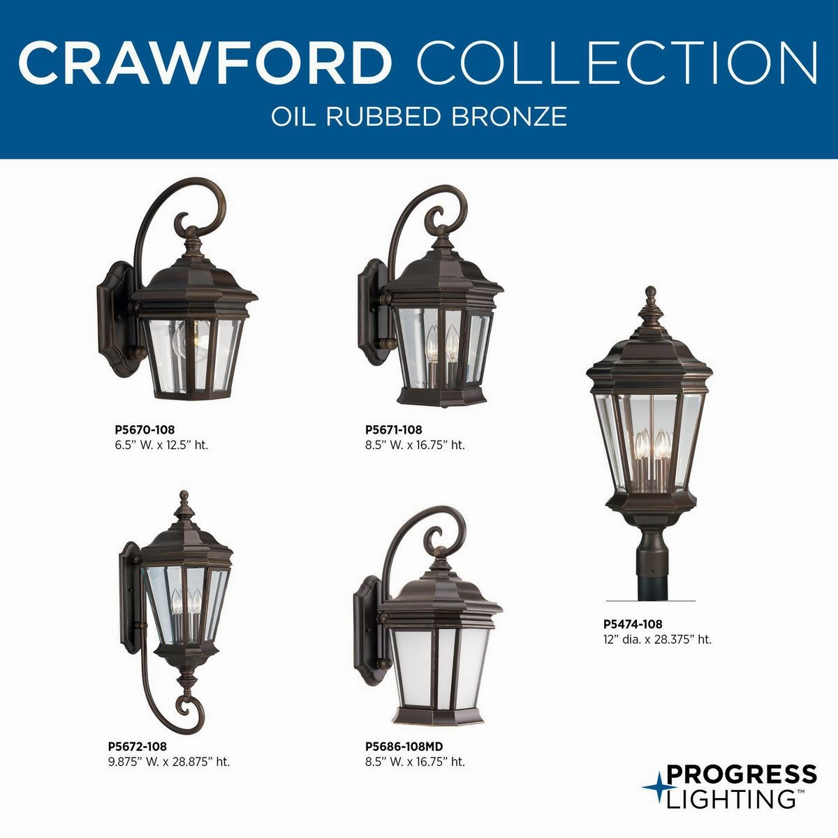 Crawford Three Light Large Wall Lantern Oil Rubbed Bronze