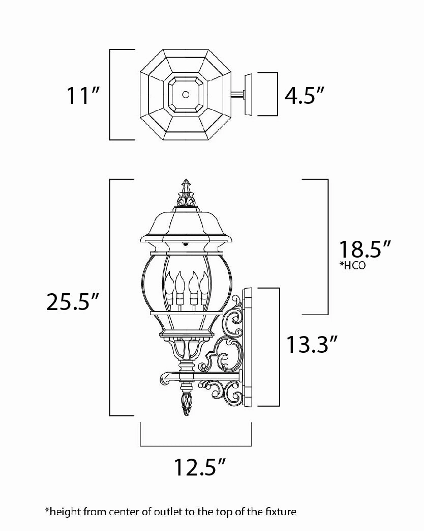 Crown Hill Four Light Outdoor Wall Lantern Black