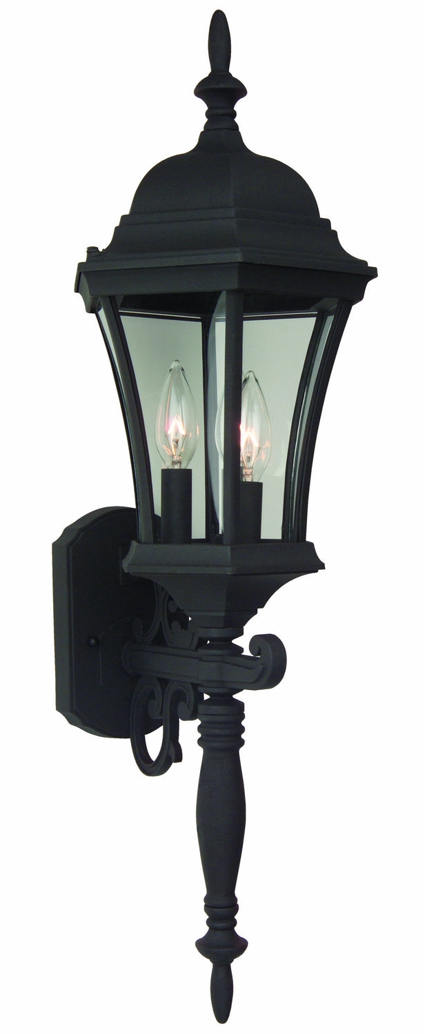 Curved Glass Cast Three Light Wall Mount Textured Black