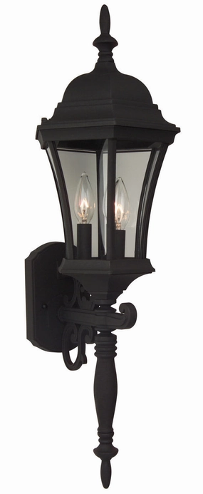 Curved Glass Cast Three Light Wall Mount Textured BlackOutdoor wall sconces with motion sensor