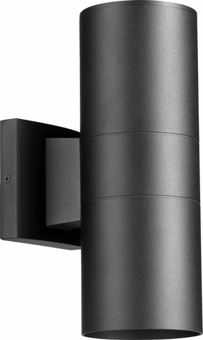 Cylinder Two Light Wall Mount Textured BlackOutdoor wall sconces with motion sensor