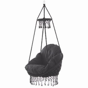 Deluxe Macrame Chair With Fringe - Eclipse outdoor swing chair with steel frame