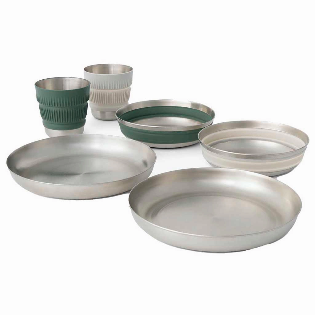 Detour Stainless Steel Collapsible Dinnerware Set heavy-duty garden utility cart with handle