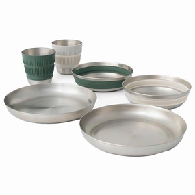 Detour Stainless Steel Collapsible Dinnerware Set heavy-duty garden utility cart with handle