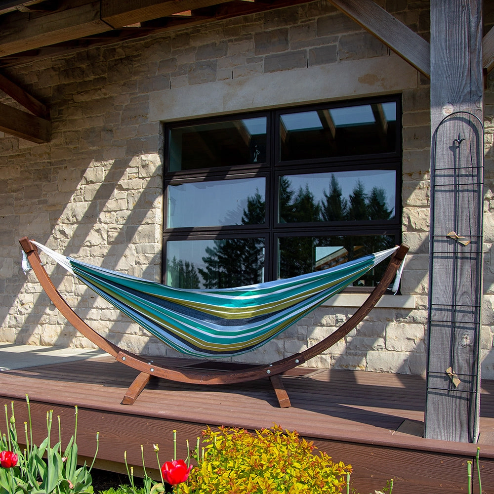 Double Cotton Hammock with Solid Pine Stand (8ft/260cm) - Cayo Reef