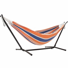 Double Cotton Hammock with Stand (9ft/280cm) - Orange Punch outdoor hammock with stand and canopy