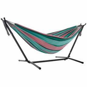 Double Cotton Hammock with Stand (9ft/280cm) - Watermelon outdoor hammock with stand and canopy