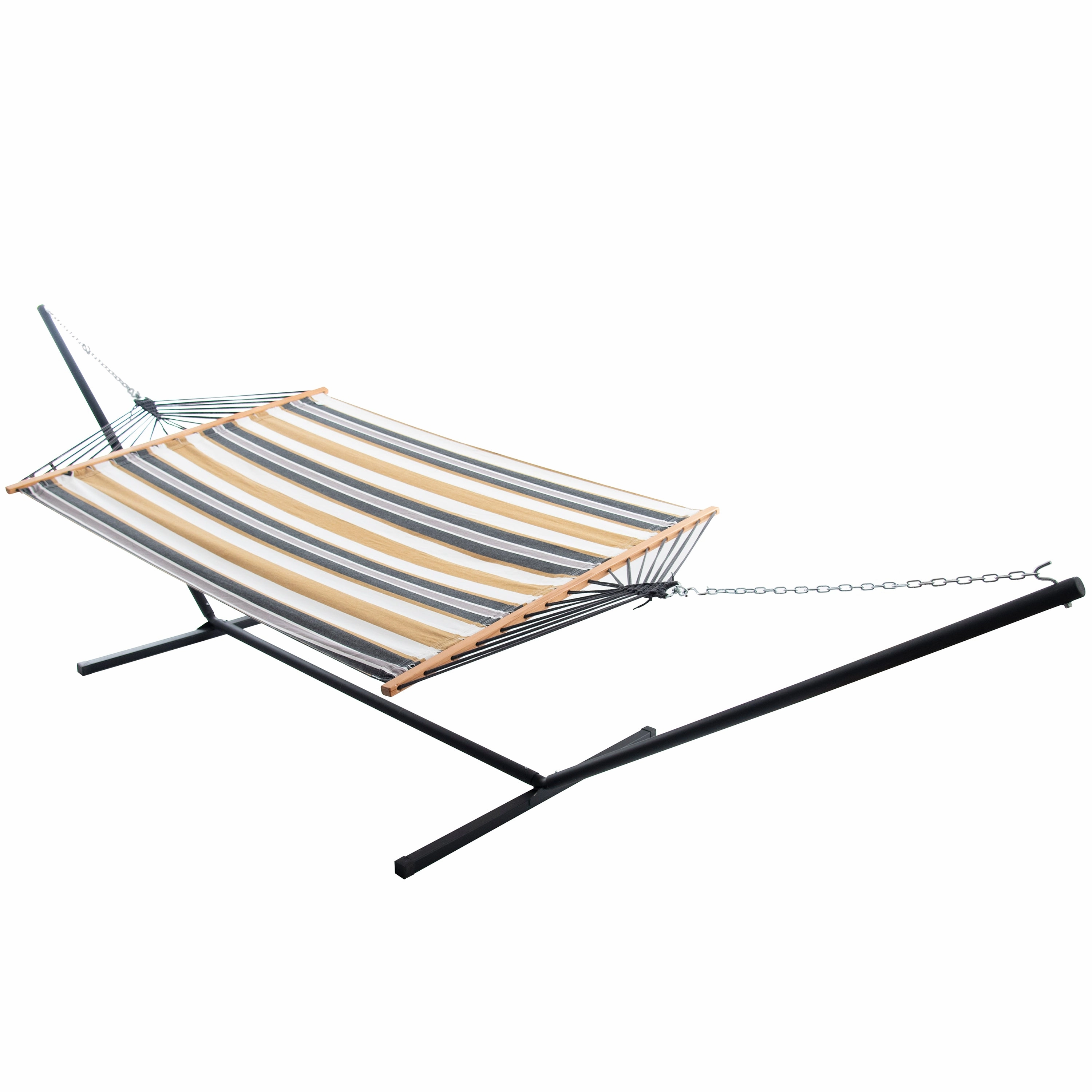 Double Cotton Spreader Bar Hammock with Stand (13ft/ 370 cm) - Desert Moon outdoor hammock with stand and canopy