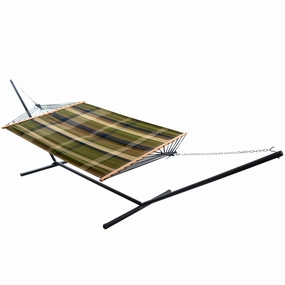 Double Cotton Spreader Bar Hammock with Stand (13ft/ 370 cm) - Frontier Camo outdoor hammock with stand and canopy