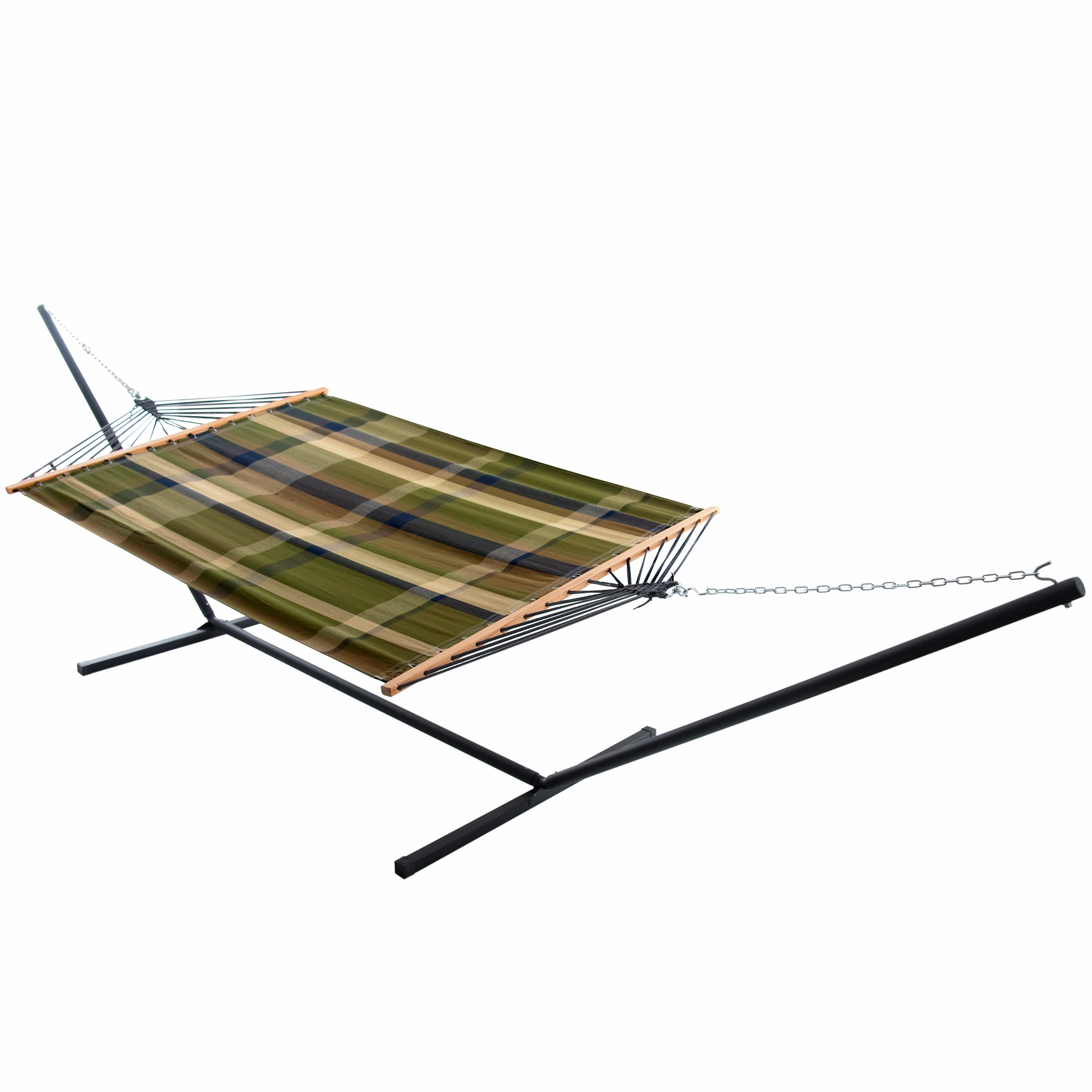 Double Cotton Spreader Bar Hammock with Stand (13ft/ 370 cm) - Frontier Camo outdoor hammock with stand and canopy