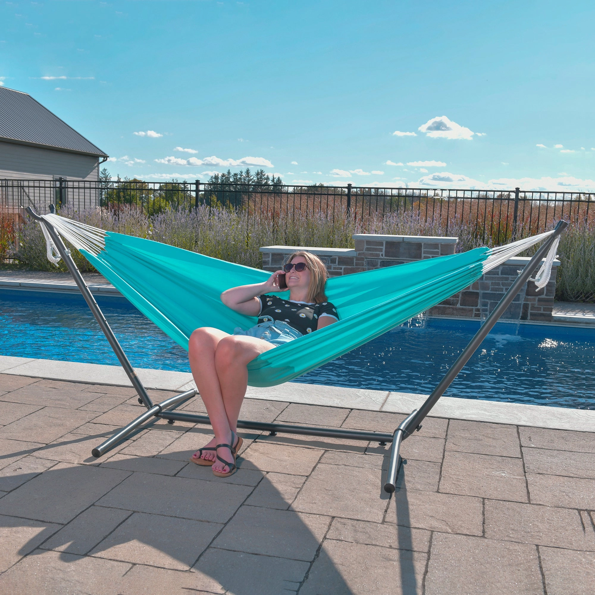 Double Sunbrella Hammock with Stand (9ft/280cm) - Aruba