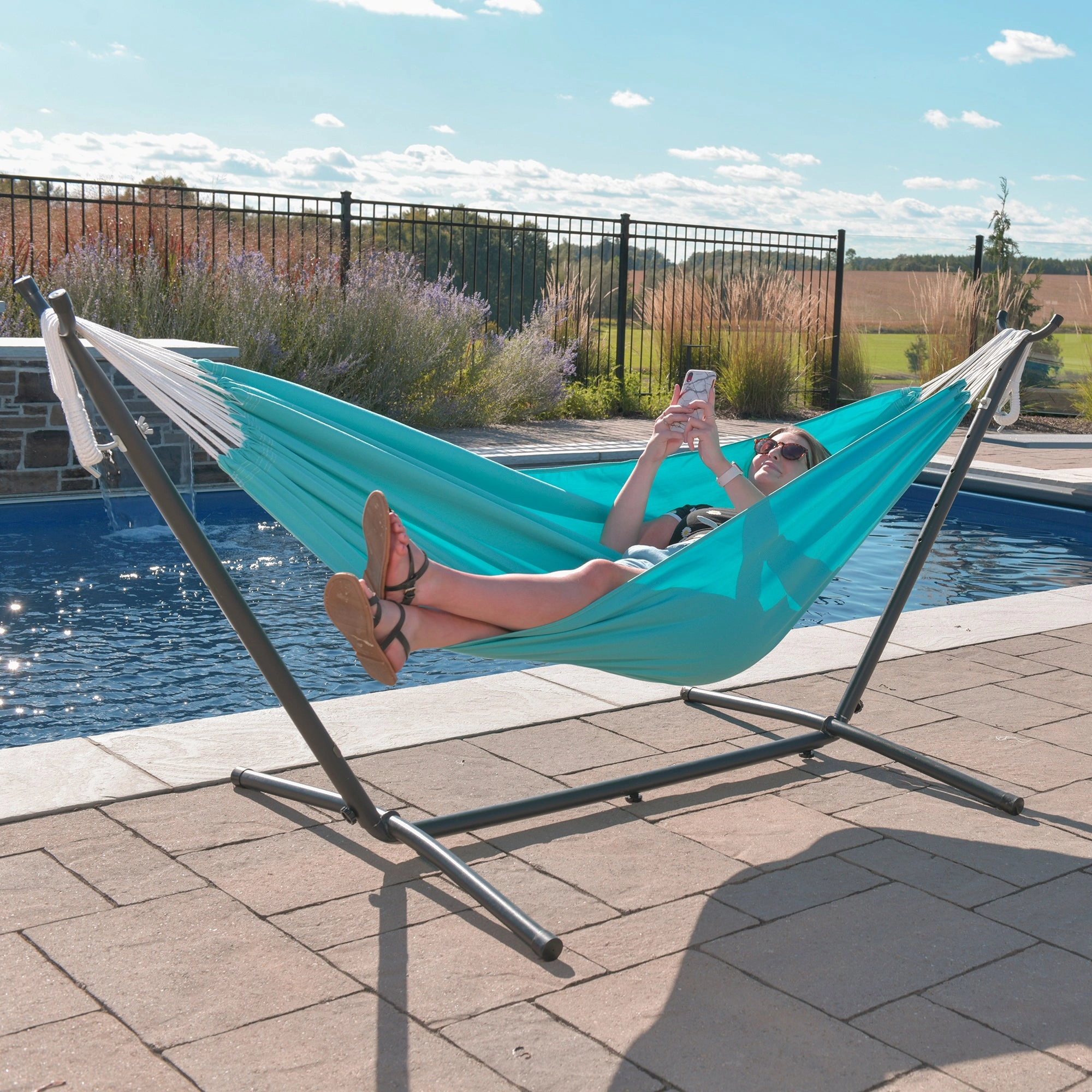Double Sunbrella Hammock with Stand (9ft/280cm) - Aruba