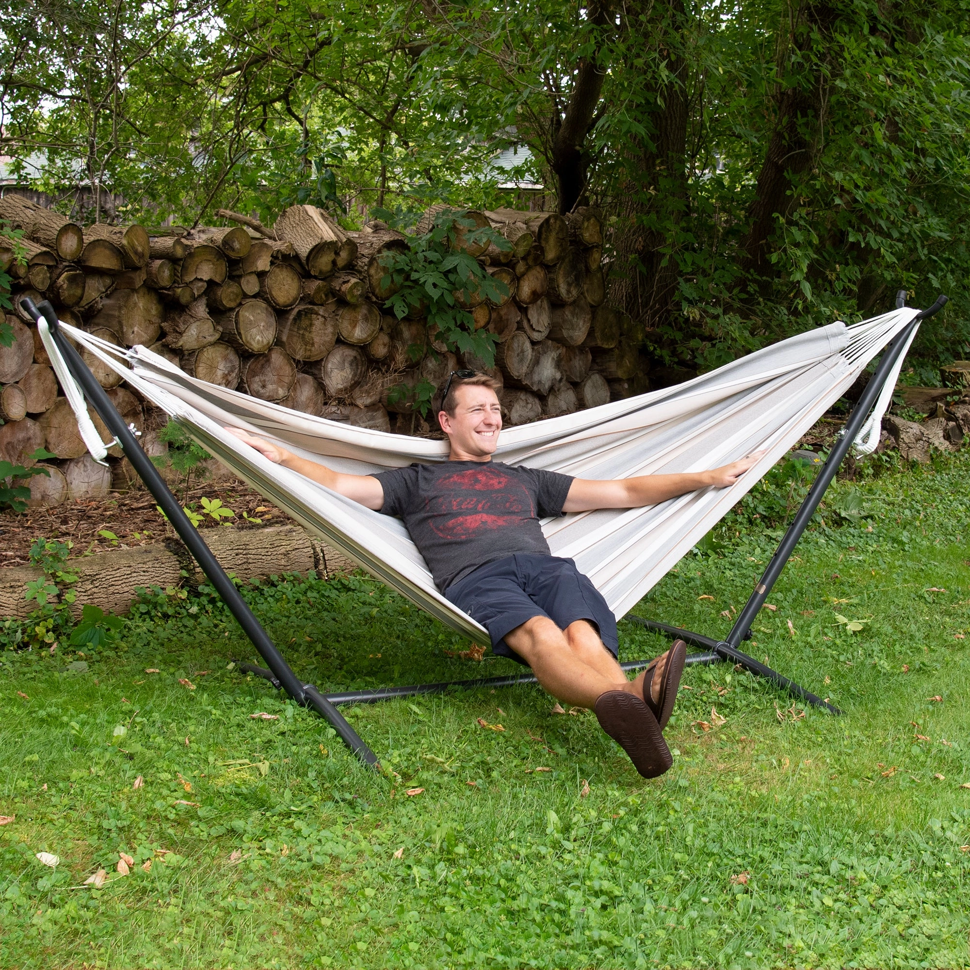 Double Sunbrella Hammock with Stand (9ft/280cm) - Dove