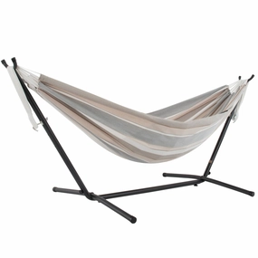 Double Sunbrella Hammock with Stand (9ft/280cm) - Dove lightweight portable hammock for camping