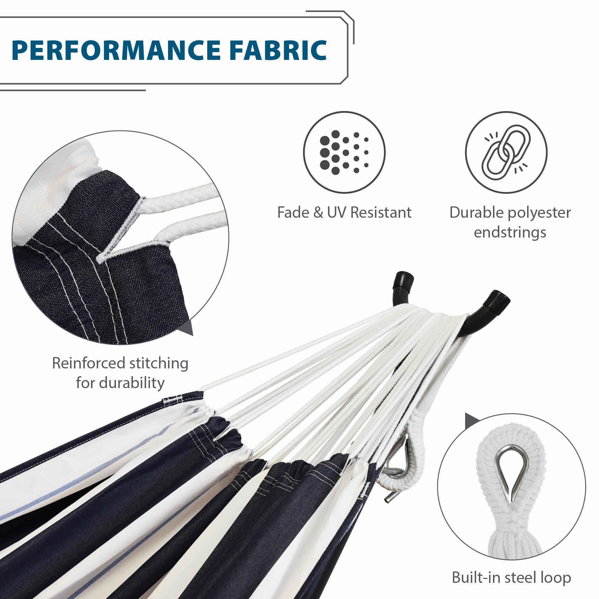 Double Sunbrella Hammock with Stand (9ft/280cm) - Harbour