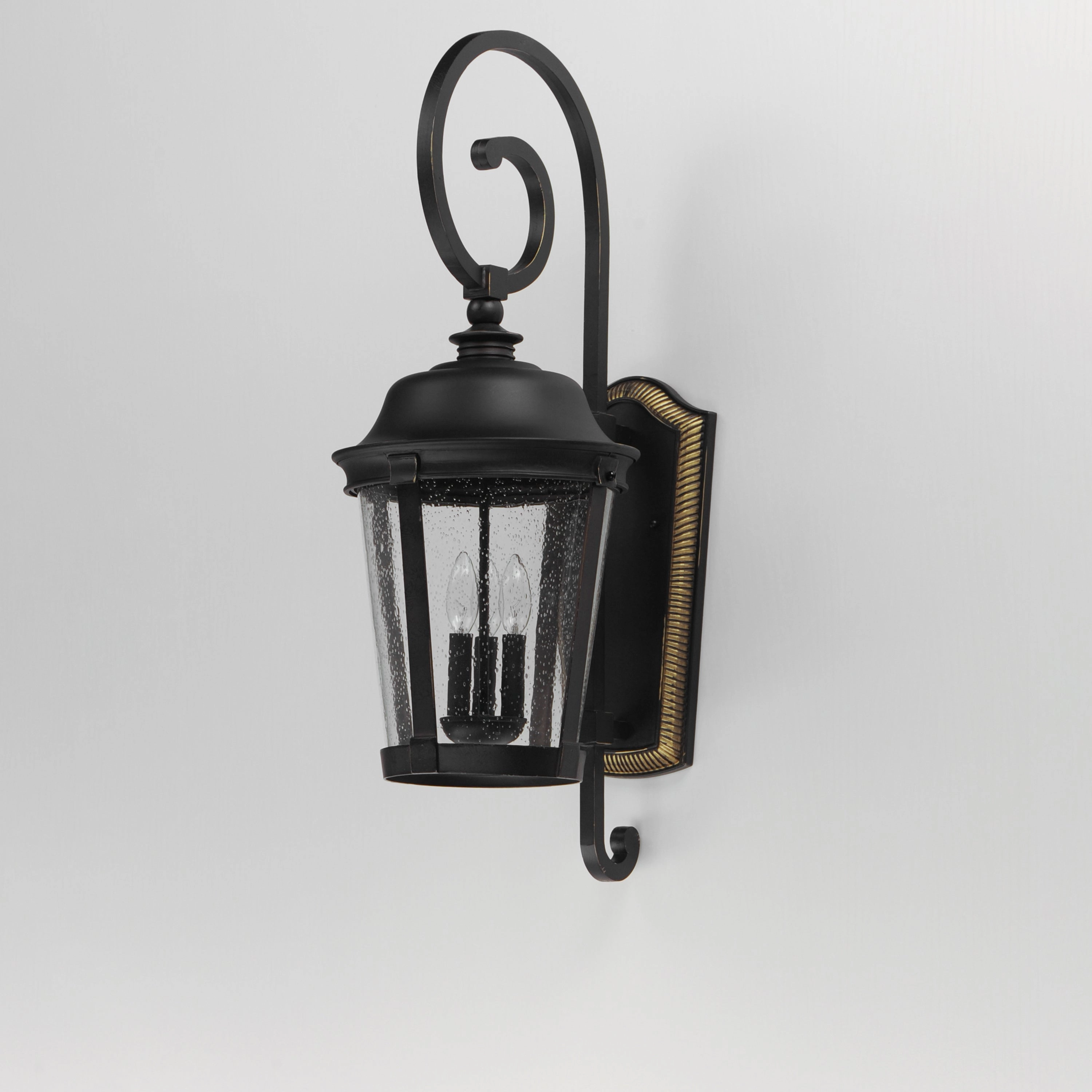 Dover DC Three Light Outdoor Wall Lantern Bronze