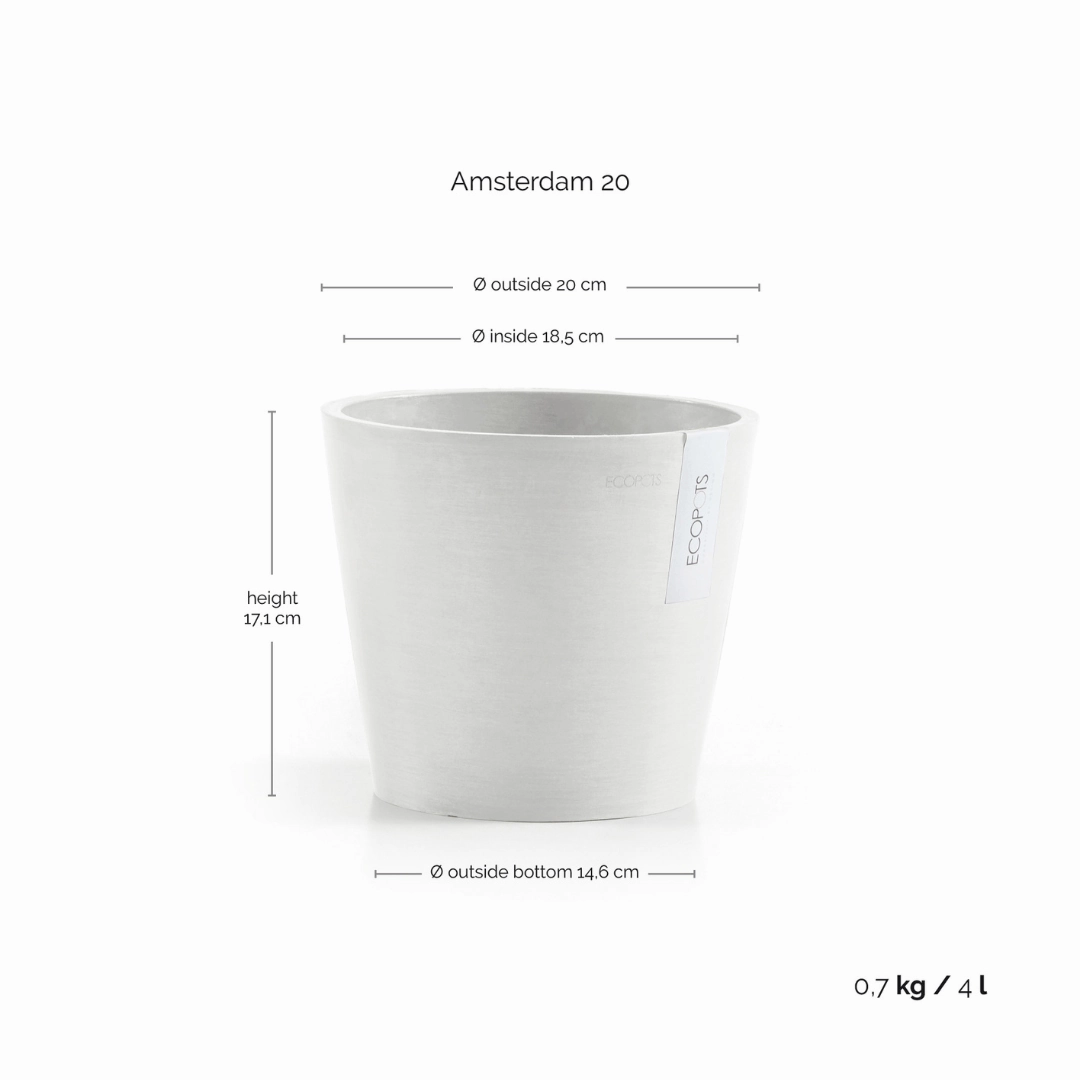 Ecopots Amsterdam 20 Pure White