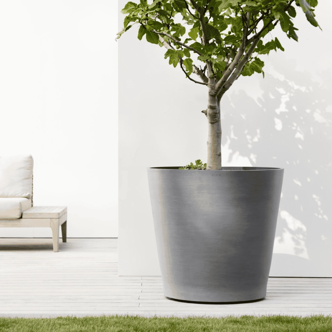 Ecopots Amsterdam Wheels Grey hanging garden planters for small spaces