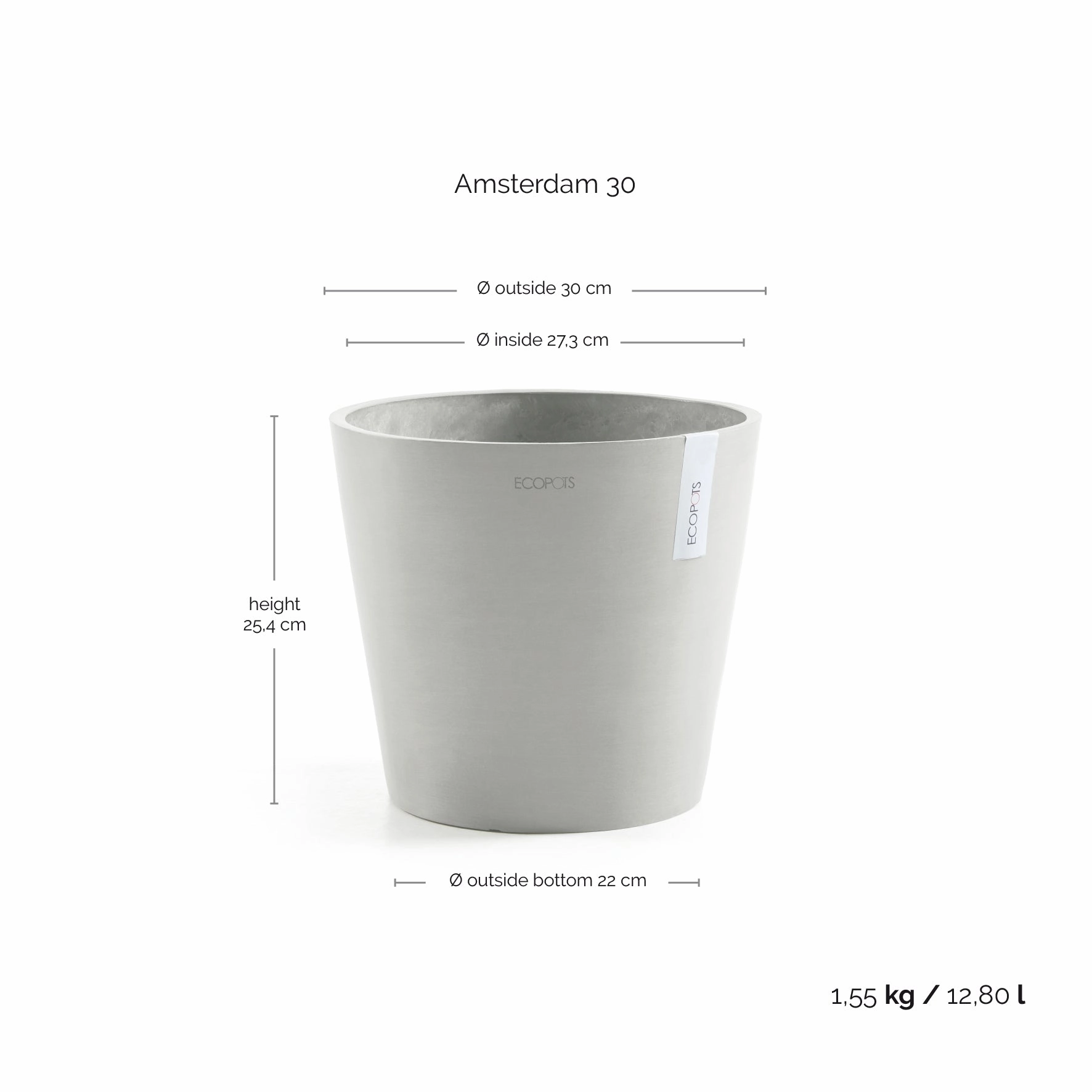 Ecopots Amsterdam White Grey